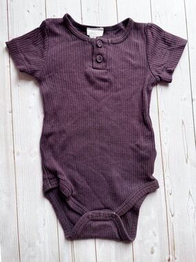 Jamie Kay Ribbed Short-Sleeve cotton modal Henley body suit Wisteria